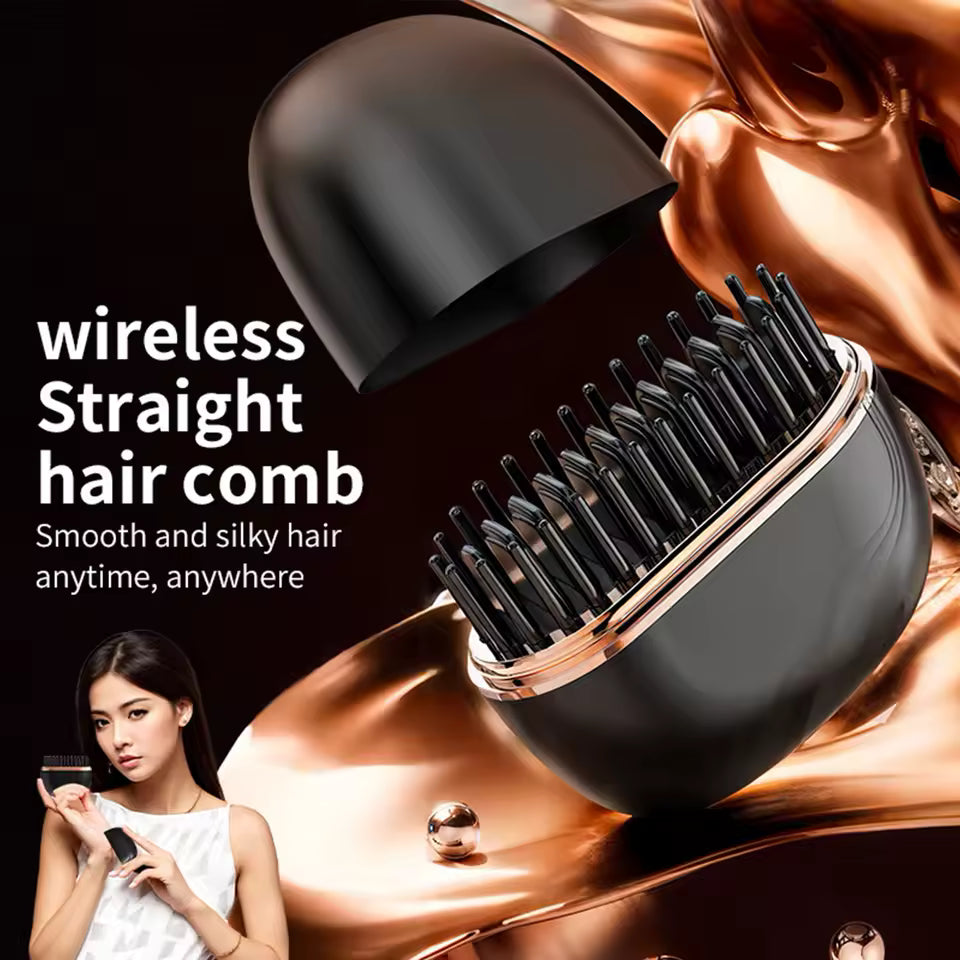 ✨ Brosse Lissante Sans Fil – Cheveux Lisses en 5 Minutes 🔥