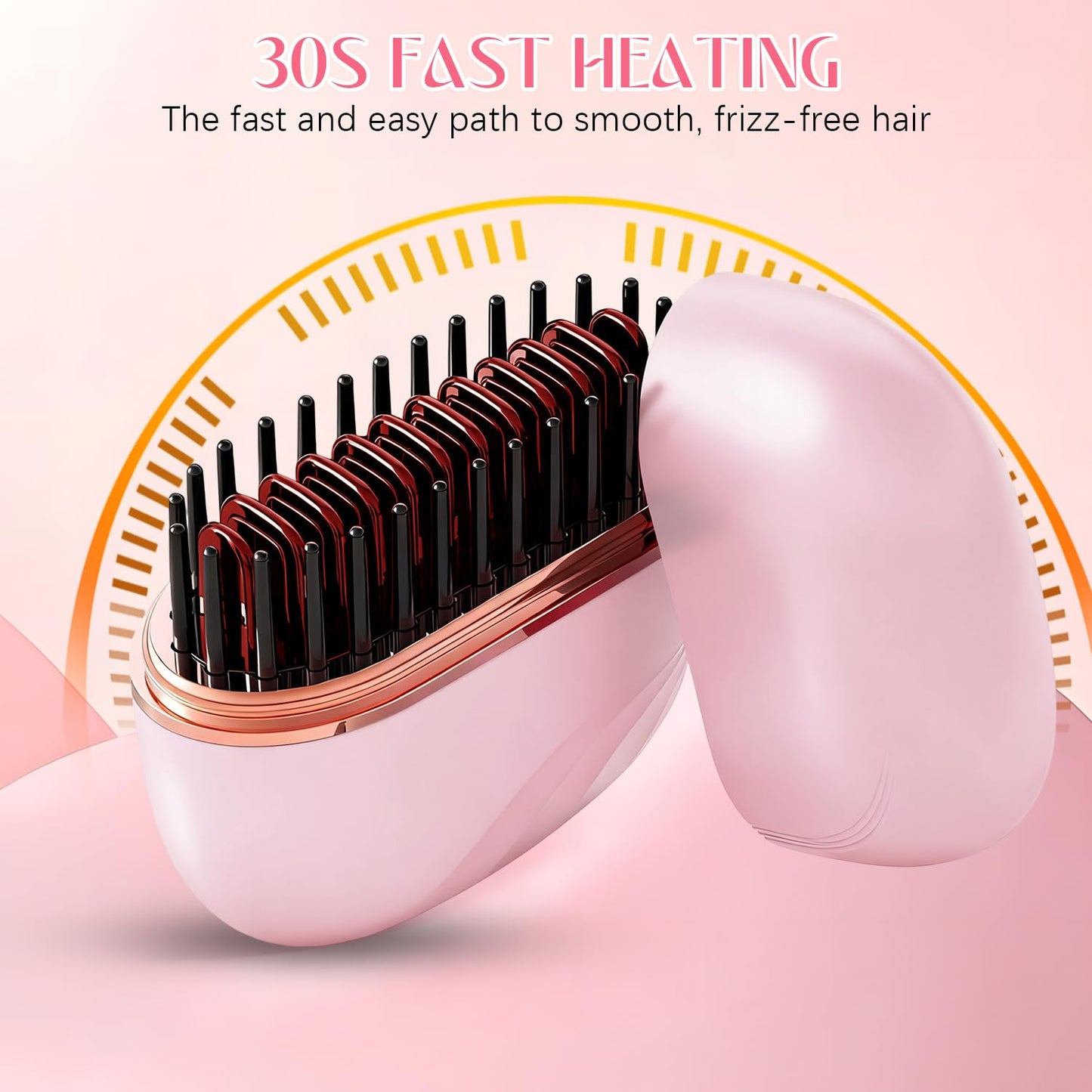 ✨ Brosse Lissante Sans Fil – Cheveux Lisses en 5 Minutes 🔥