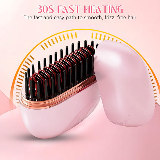 ✨ Brosse Lissante Sans Fil – Cheveux Lisses en 5 Minutes 🔥